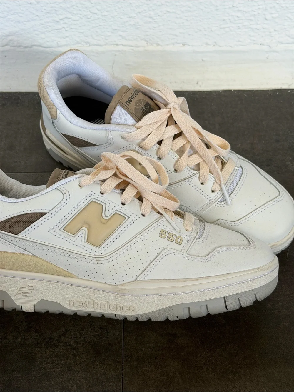 New Balance White Cream Low-Top Sneakers